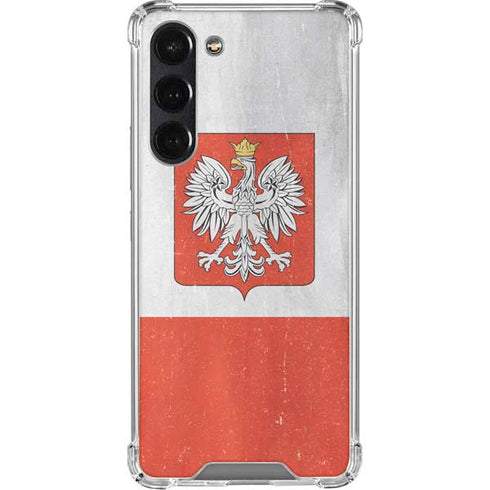 Poland Flag Distressed Galaxy S24 FE Clear Case